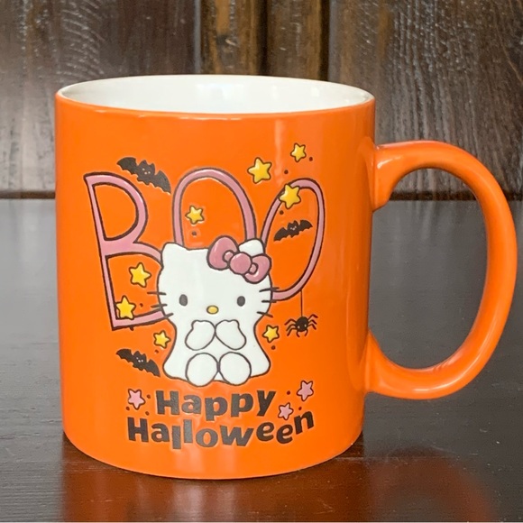 Hello Kitty Boo Ghost Happy Halloween Mug - Bats Stars Spiders - Picture 2 of 7